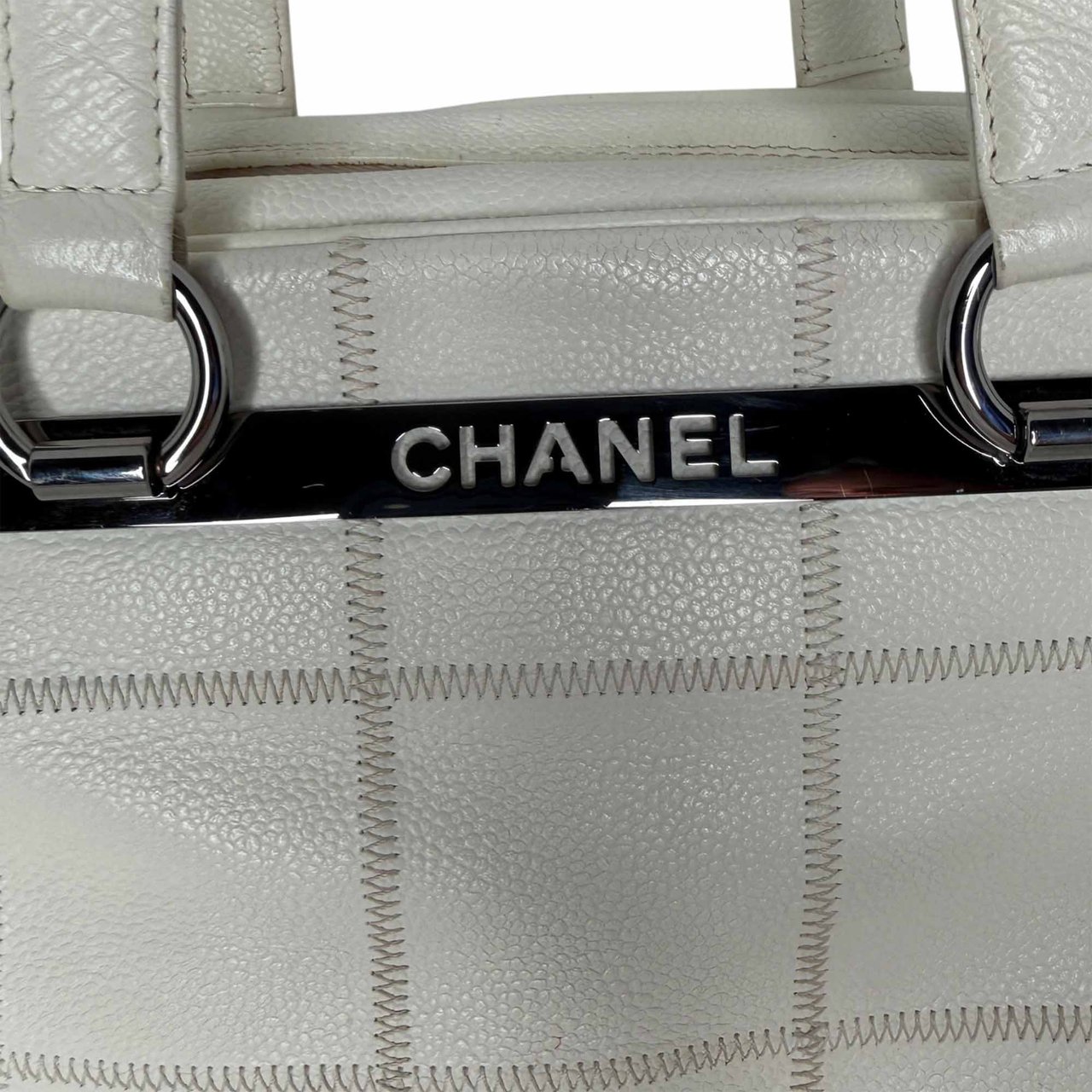 Chanel Square Stitch LAX Bowler Bag weiß / gut Wit
