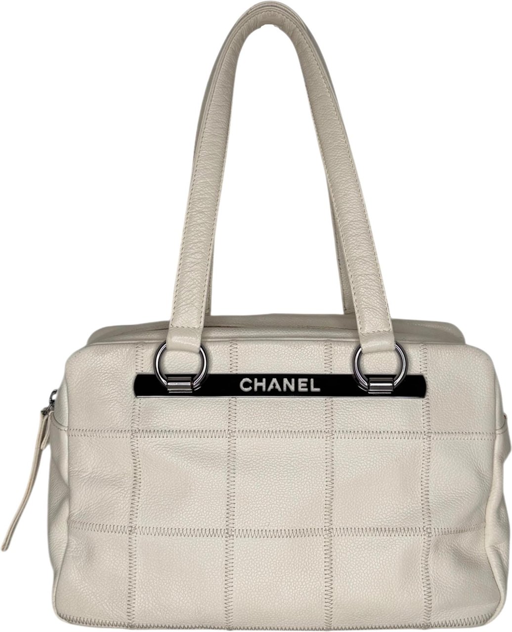 Chanel Square Stitch LAX Bowler Bag weiß / gut Wit