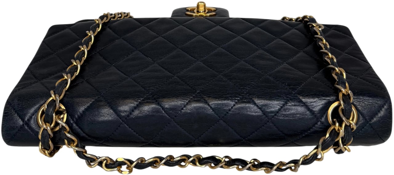 Chanel Classic Single Flap Medium Navy Lammleder / gut Blauw