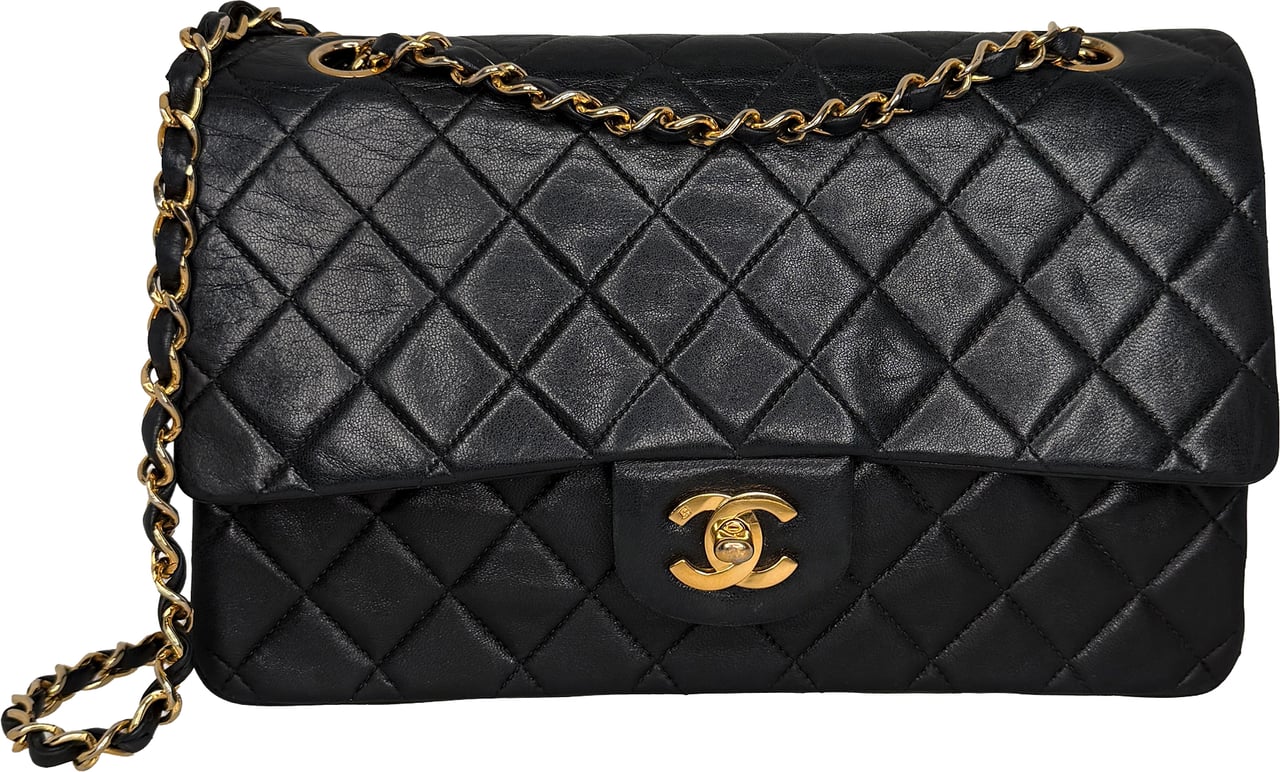 Chanel Timeless Medium Double Flap Bag Lambskin Black / very good Zwart