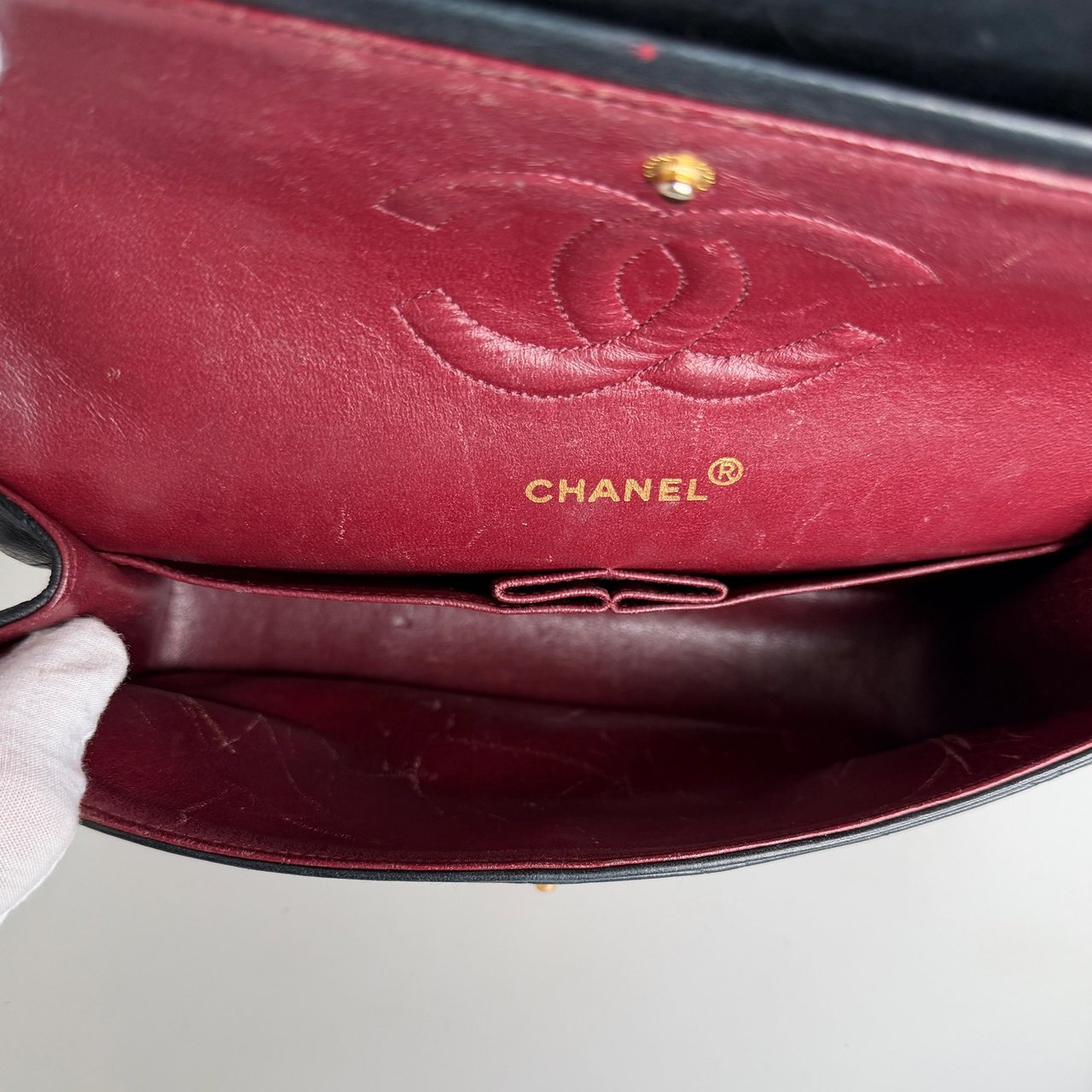 Chanel Timeless Medium Double Flap Bag Lambskin Black / very good Zwart