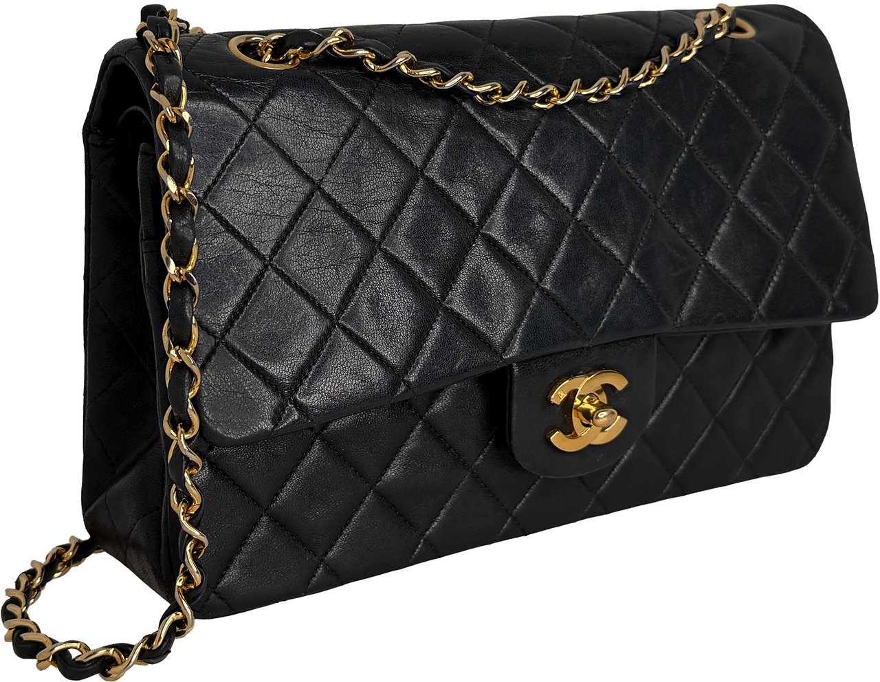 Chanel Timeless Medium Double Flap Bag Lambskin Black / very good Zwart