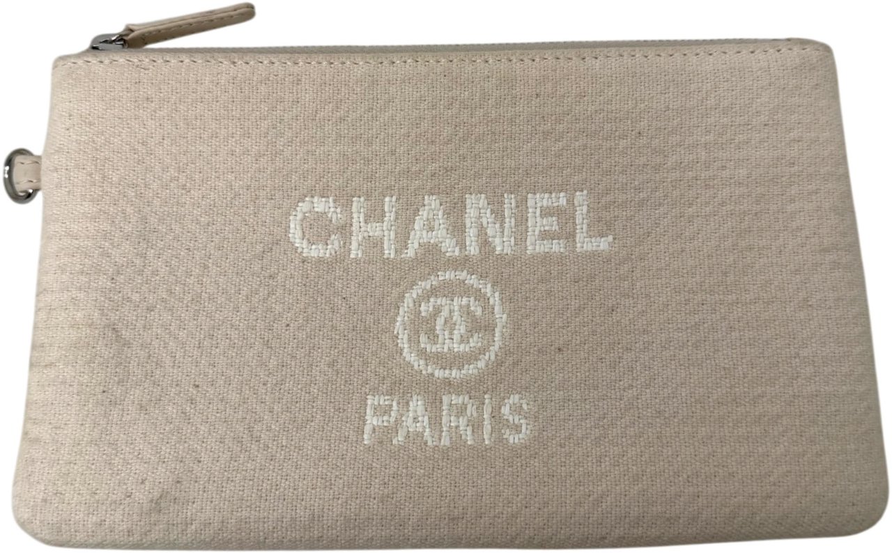 Chanel Deauville mittelgroße Tasche beige silberne Hardware 2022 Beige