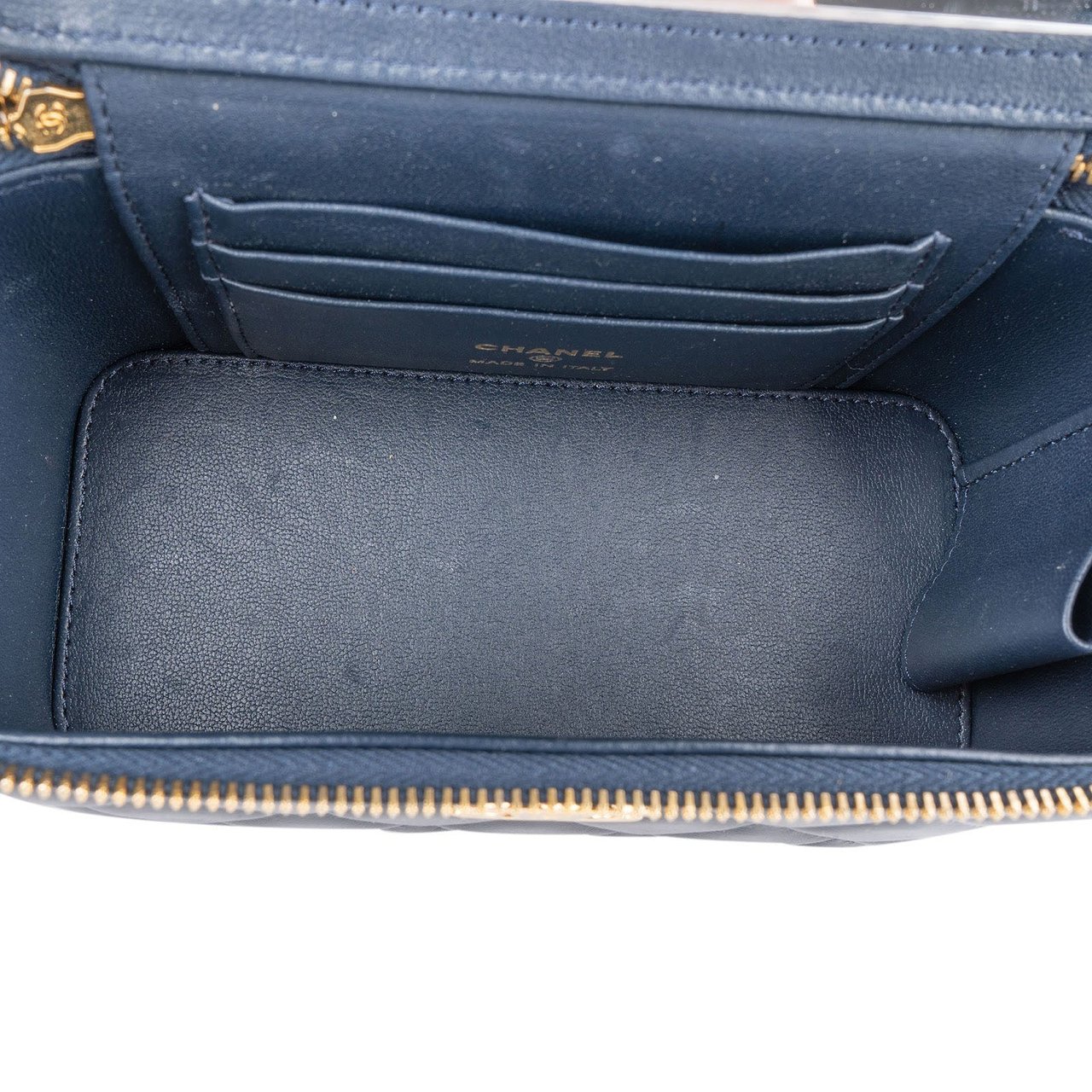 Chanel Chanel Quilted Lambskin Vanity CC Crossbody Bag Navy