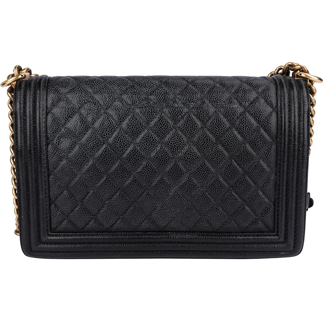 Chanel Chanel Quilted Caviar Leather Boy Single Flap Crossbody Bag Zwart