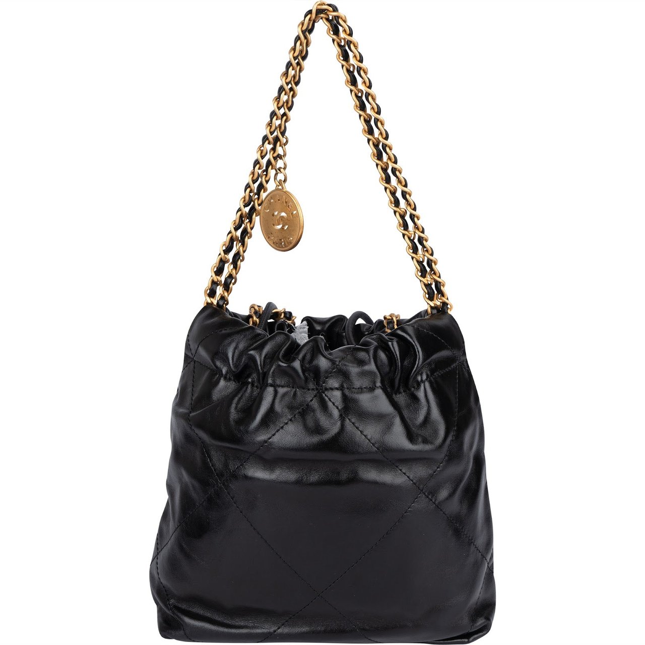Chanel Chanel 22 Stitching Lambskin Small Drawstring Crossbody Bag Zwart