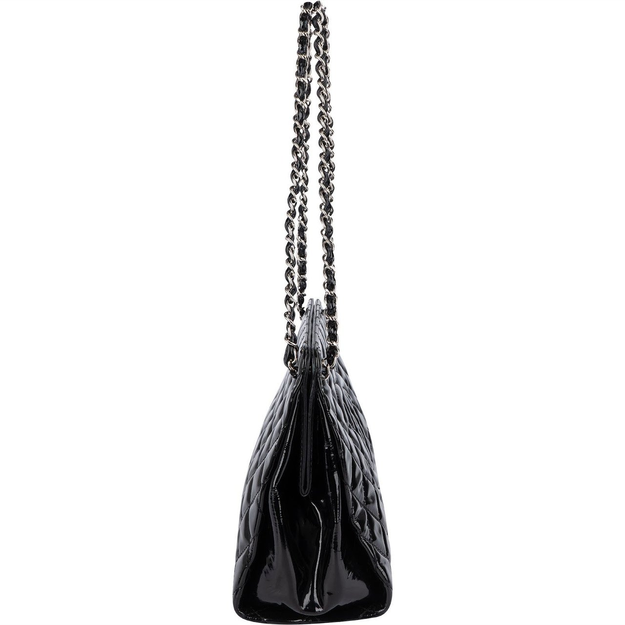 Chanel Chanel Quilted Patent Leather CC Shoulder Bag Zwart