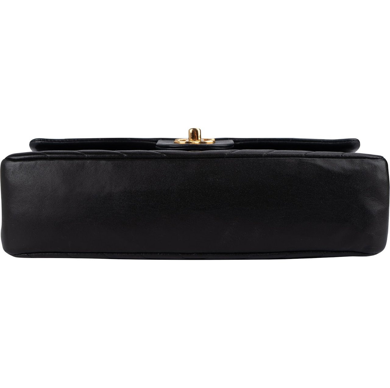 Chanel Chanel Quilted Lambskin Chevron Medium 24K Gold Double Flap Shoulder Bag Zwart