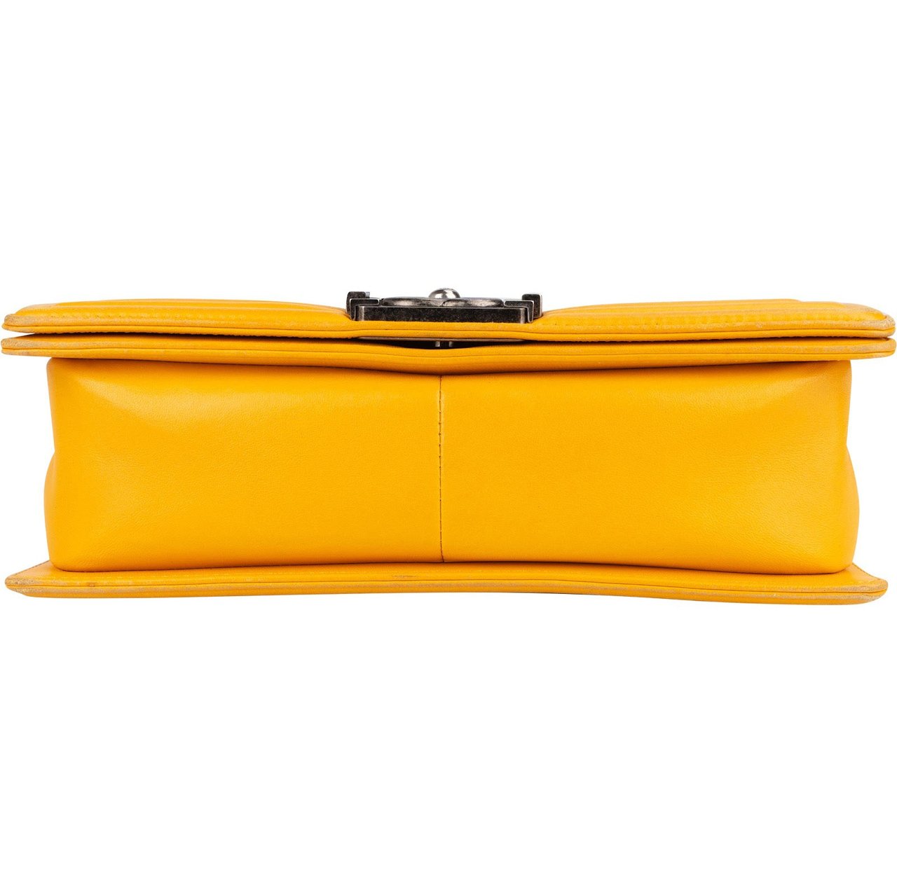 Chanel Yellow Quilted Lambskin Boy Single Flap Crossbody Bag Geel