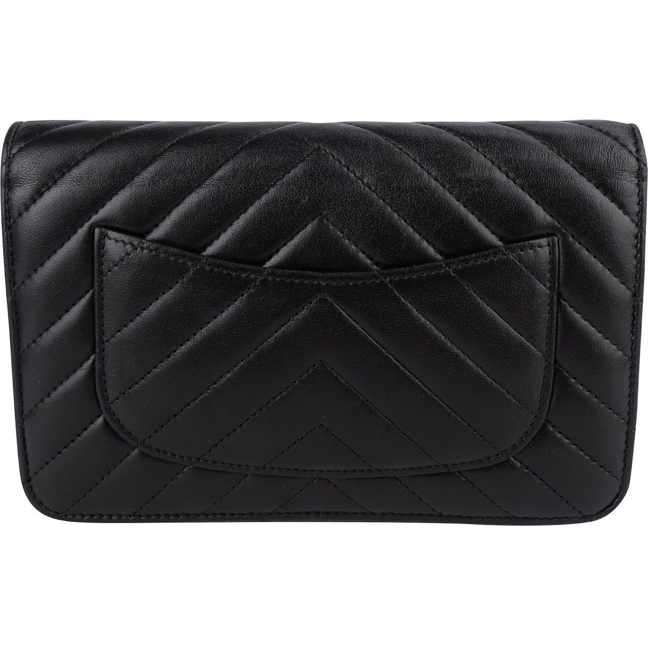 Chanel Chanel Quilted Chevron Lambskin Wallet on Chain Crossbody Bag Zwart