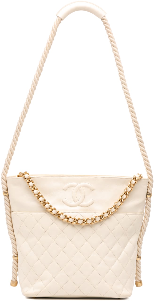 Chanel Crumpled Calfskin En Vogue Rope Satchel Wit