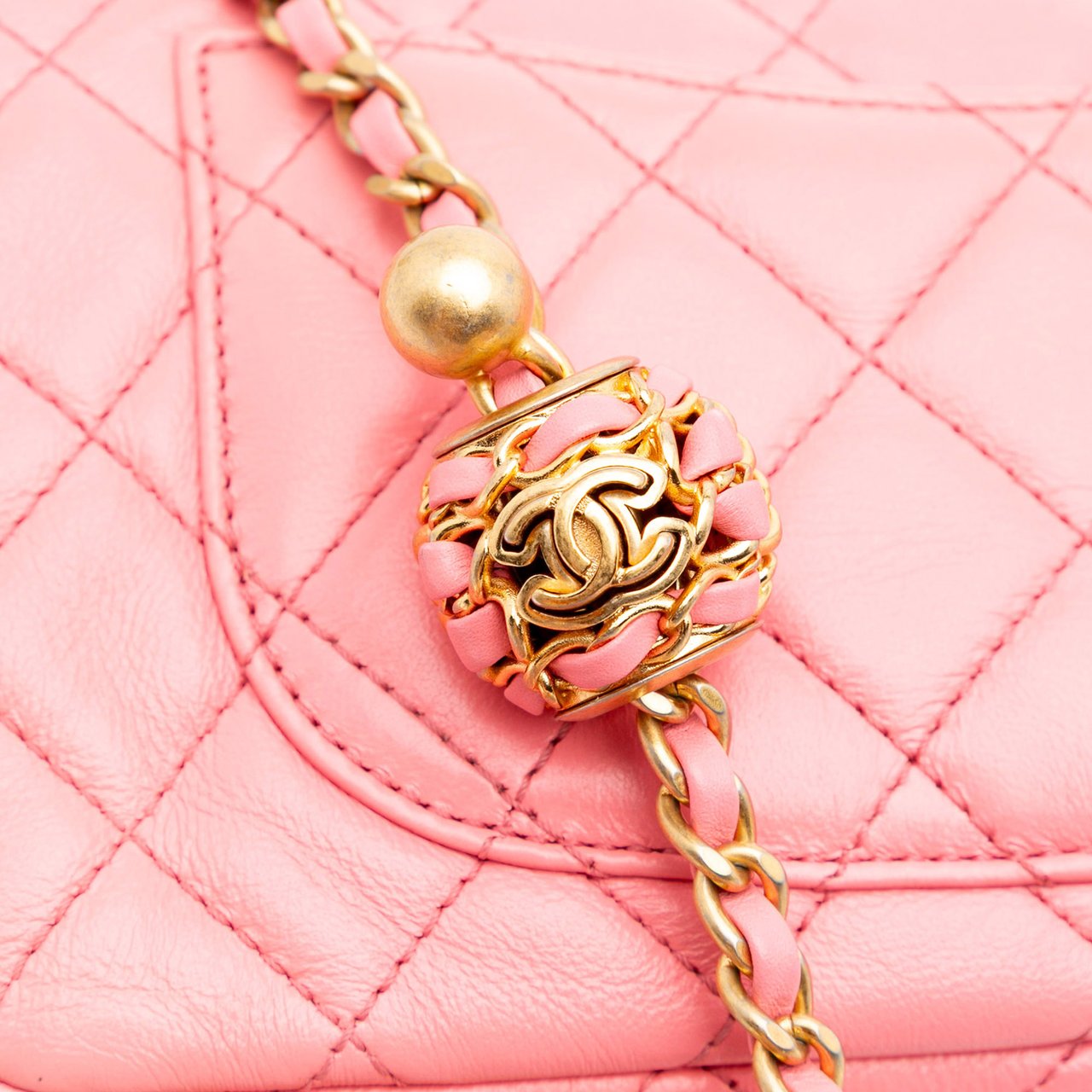 Chanel Mini Rectangular Classic Lambskin Pearl Crush Single Flap Roze