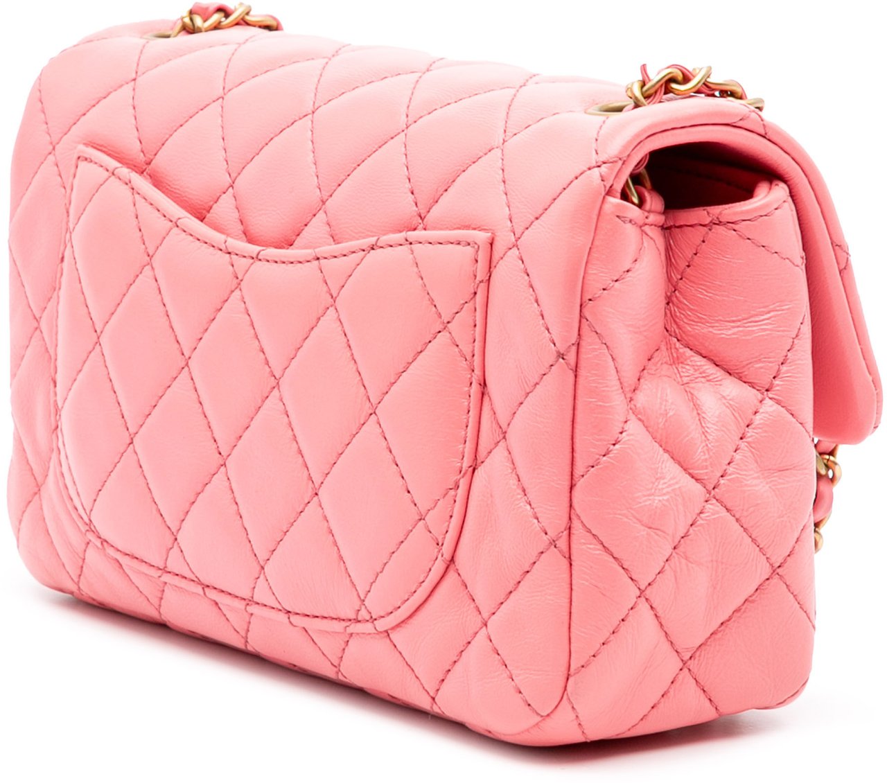 Chanel Mini Rectangular Classic Lambskin Pearl Crush Single Flap Roze