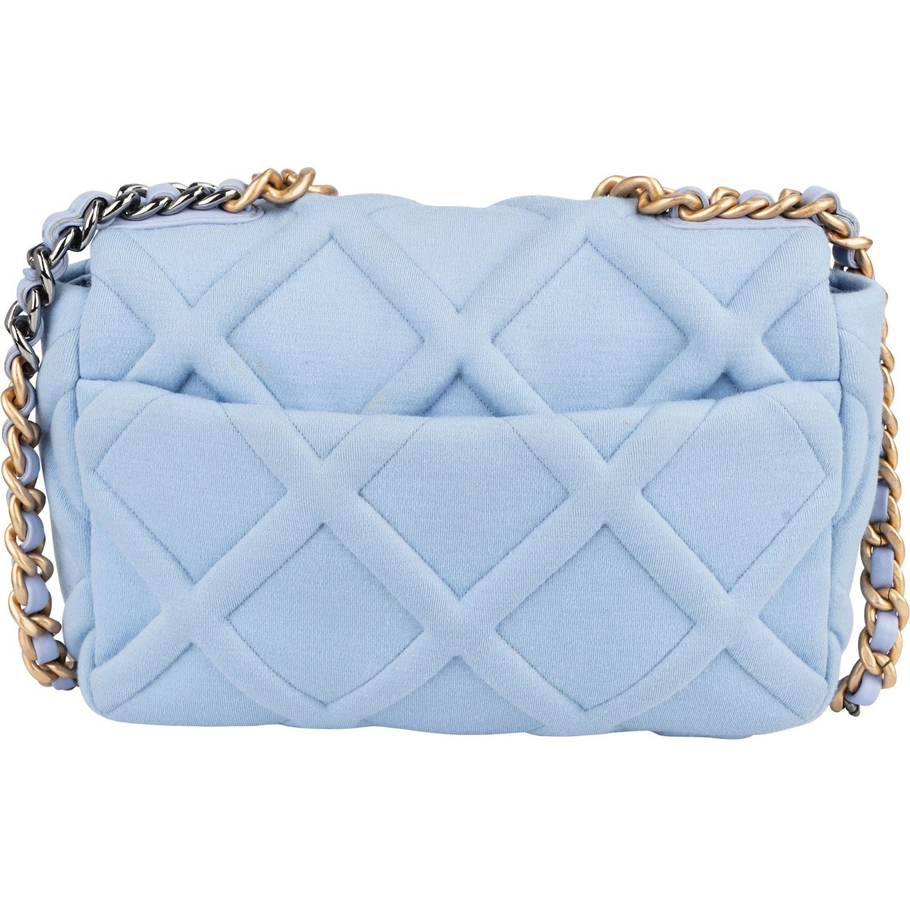 Chanel Chanel 19 Quilted Cotton Single Flap Crossbody Bag Lichtblauw
