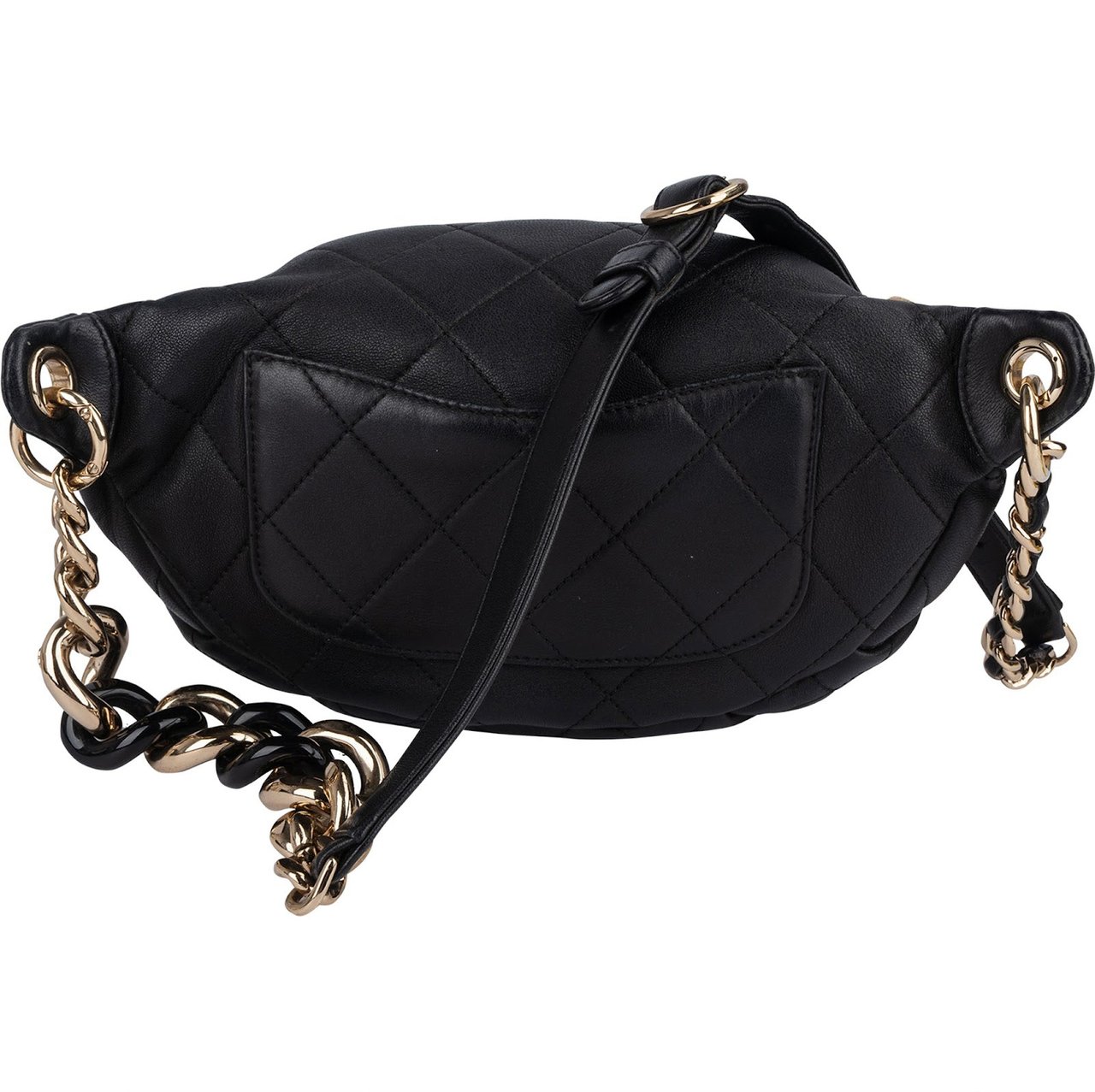 Chanel Quilted Lambskin CC Crossbody Waist Bumbag Zwart
