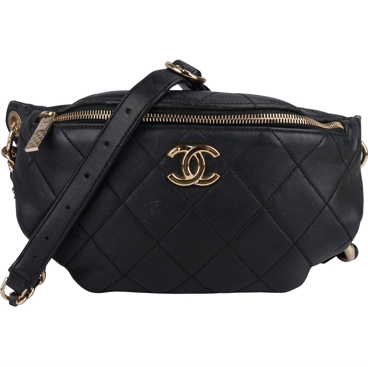 Chanel Chanel Quilted Lambskin CC Crossbody Waist Bumbag Zwart