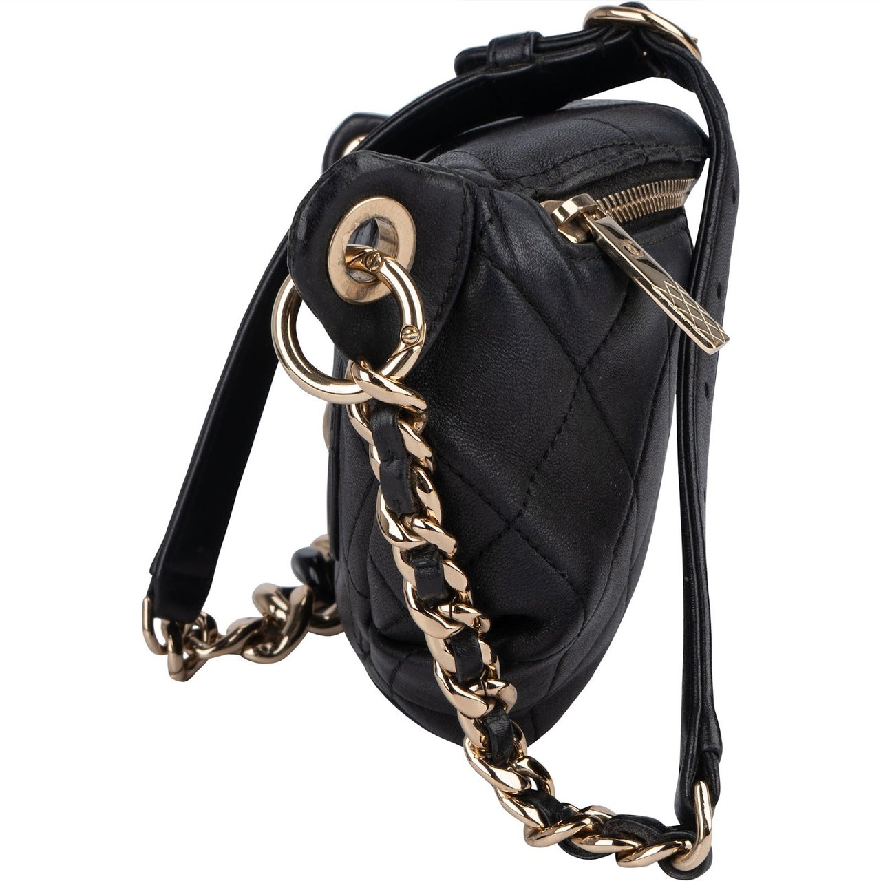 Chanel Quilted Lambskin CC Crossbody Waist Bumbag Zwart