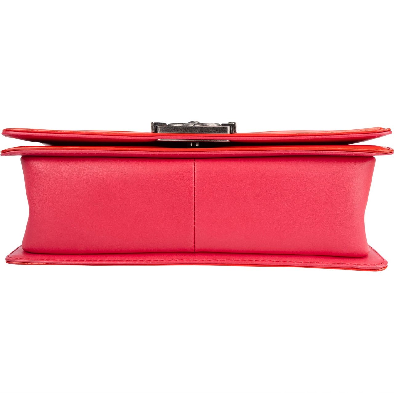 Chanel Chanel Quilted Patent Leather Boy Single Flap Crossbody Bag Rood