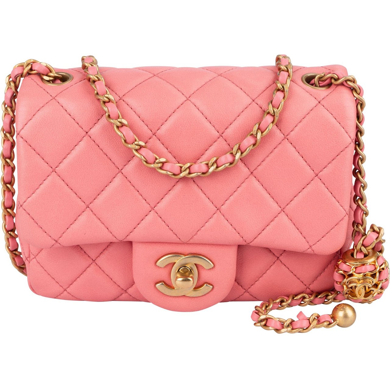 Chanel Chanel Quilted Lambskin Mini Rectangular Adjustable Single Flap Crossbody Bag Rood