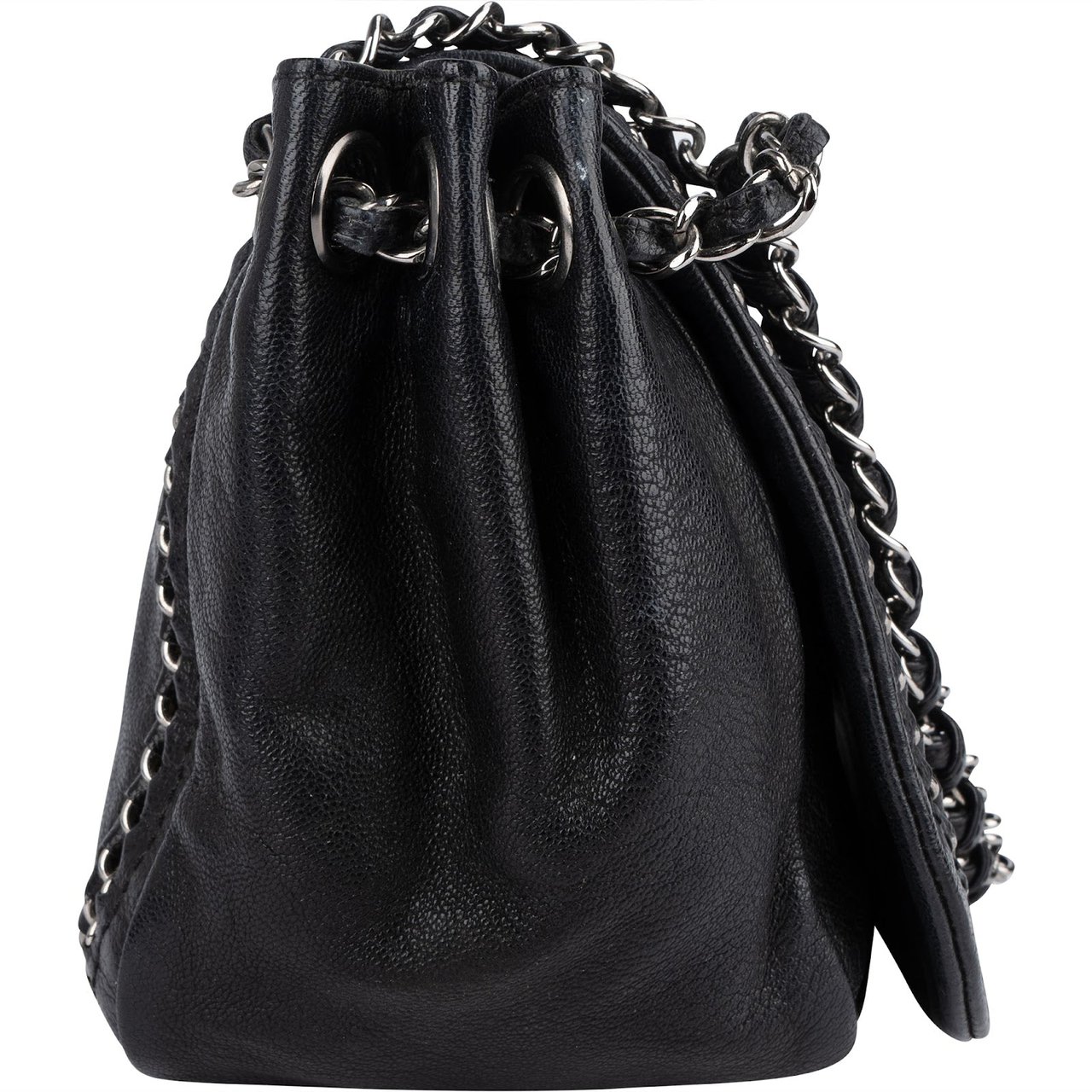 Chanel Chanel Calfskin CC Single Flap Shoulder Bag Zwart
