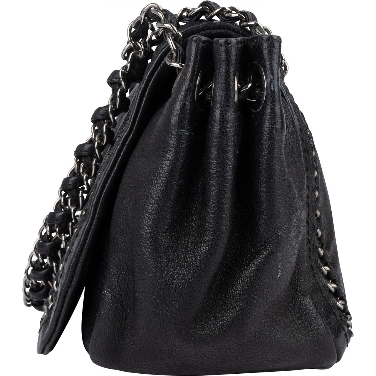 Chanel Chanel Calfskin CC Single Flap Shoulder Bag Zwart