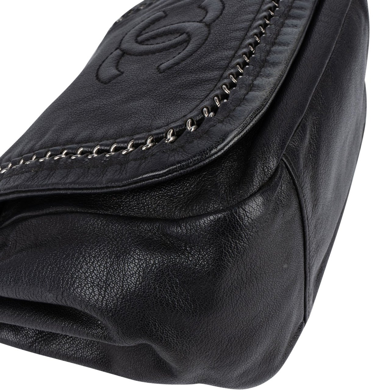 Chanel Chanel Calfskin CC Single Flap Shoulder Bag Zwart