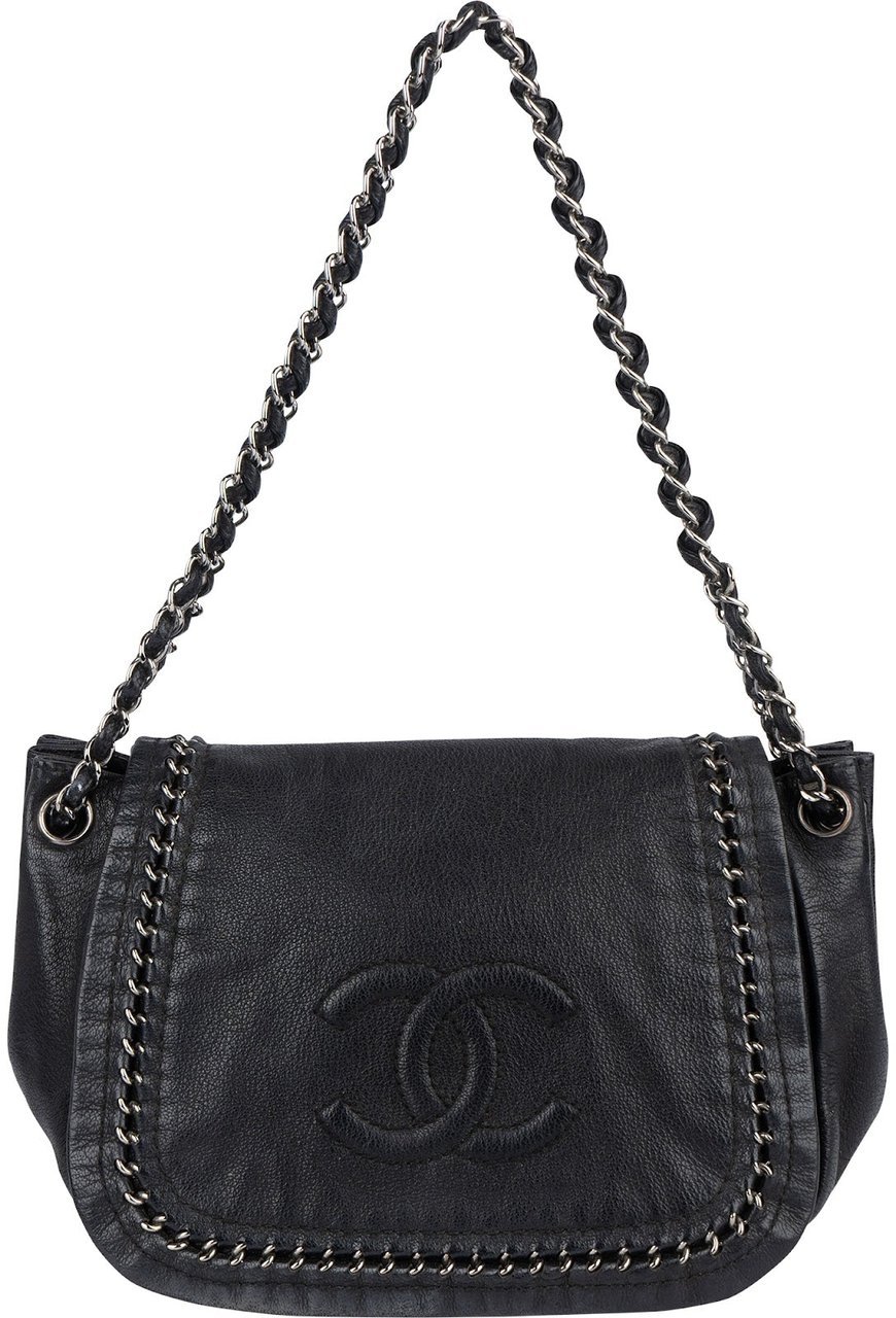 Chanel Chanel Calfskin CC Single Flap Shoulder Bag Zwart