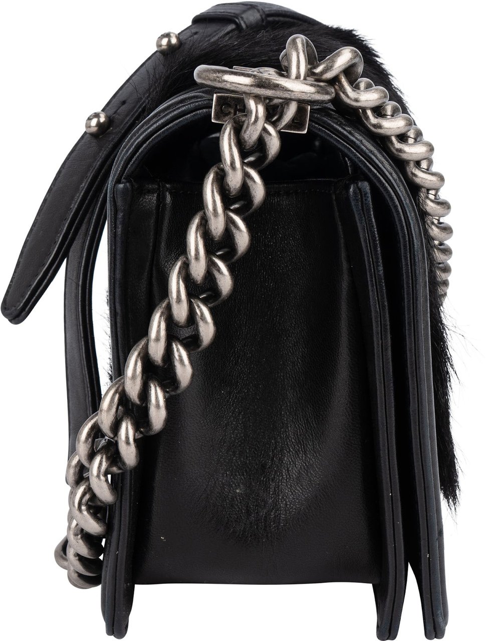 Chanel Chanel Goat Hair Medium Boy Single Flap Crossbody Bag Zwart