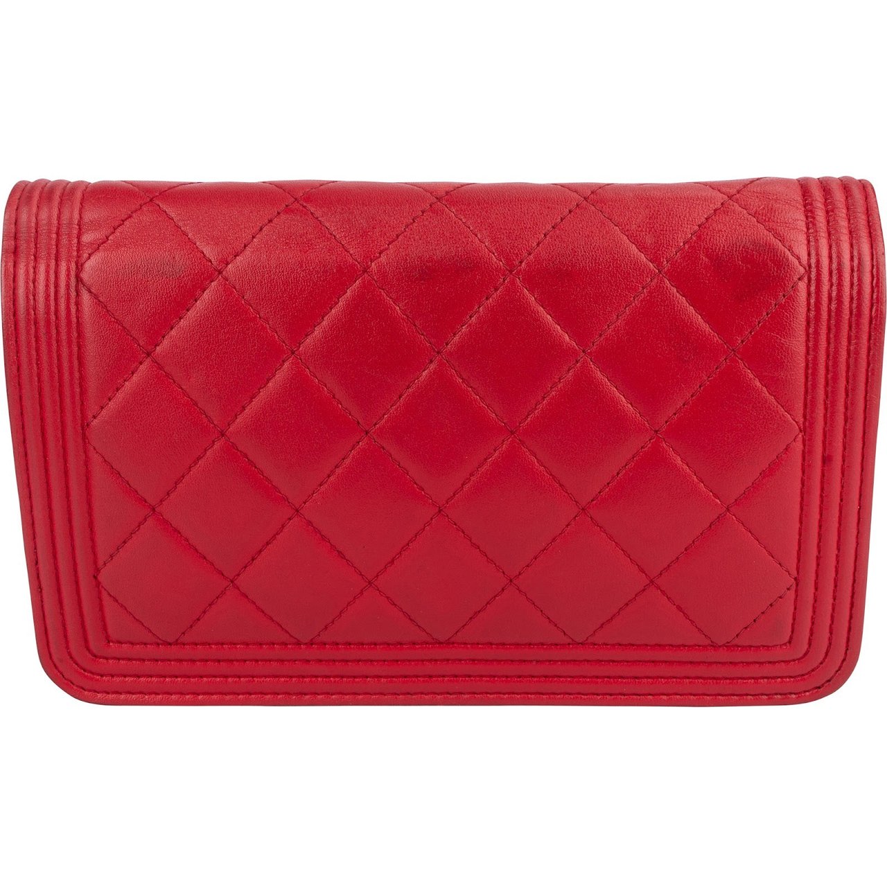 Chanel Quilted Leather Boy Wallet On Chain Crossbody Bag Rood