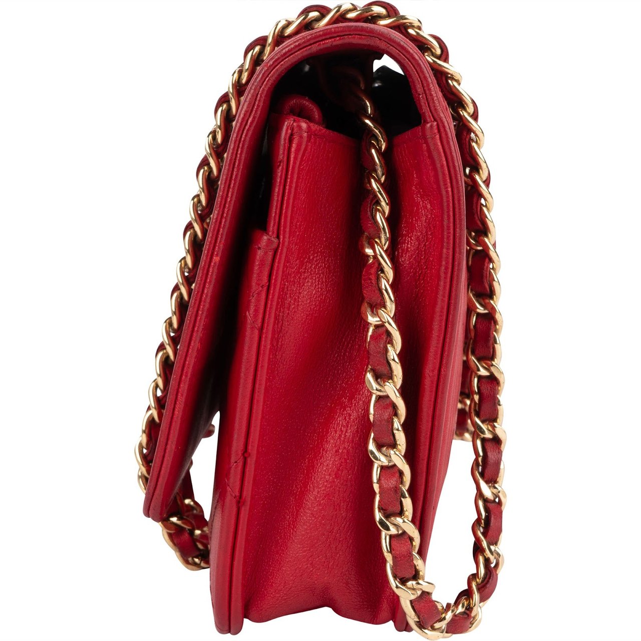 Chanel Quilted Leather Boy Wallet On Chain Crossbody Bag Rood