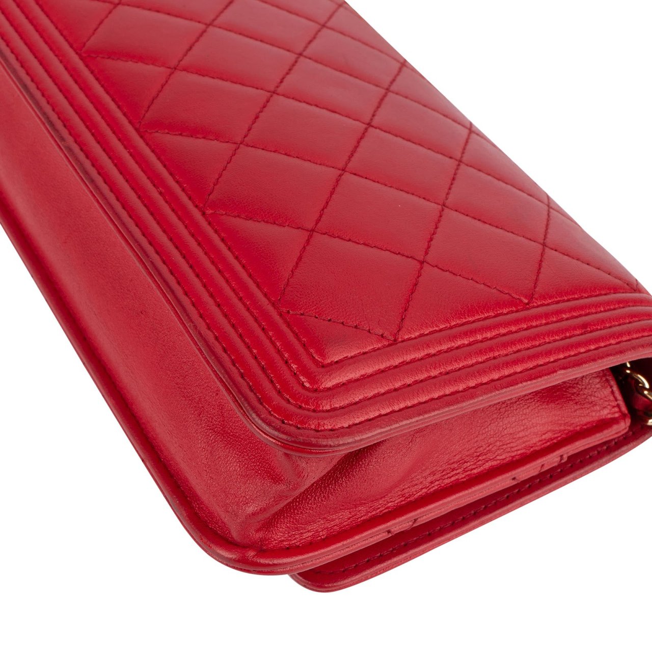 Chanel Quilted Leather Boy Wallet On Chain Crossbody Bag Rood