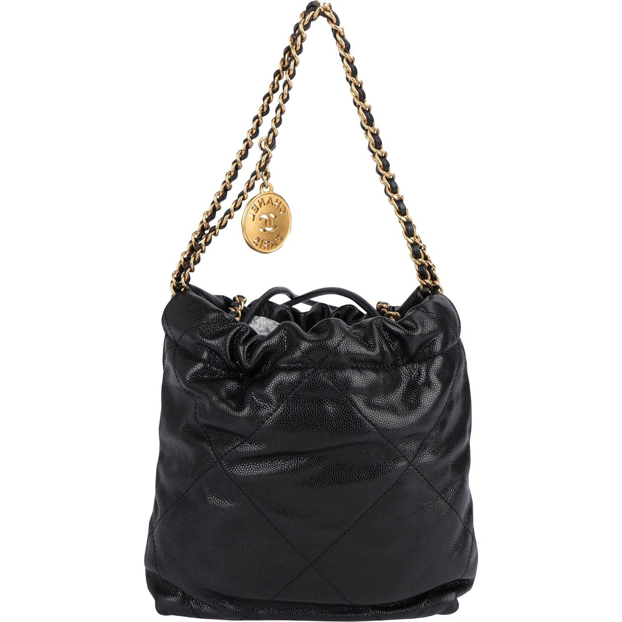 Chanel Chanel 22 Stitching Caviar Leather Small Drawstring Crossbody Bag Zwart