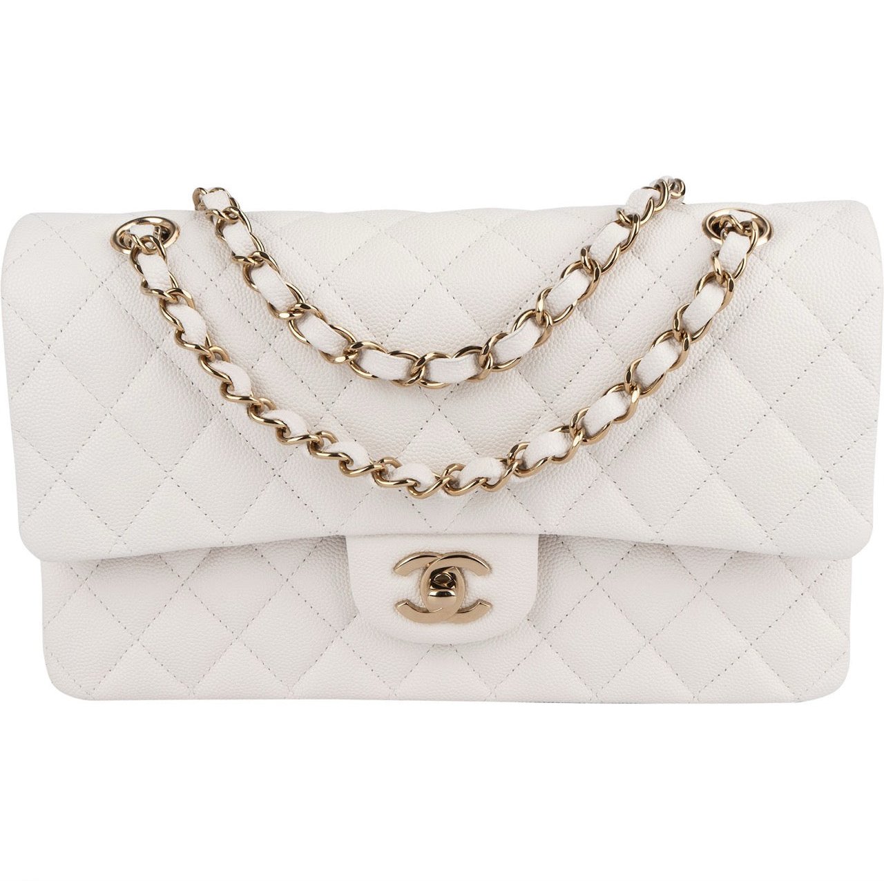 Chanel Chanel Quilted Caviar Leather Medium Double Flap Shoulder Bag Wit