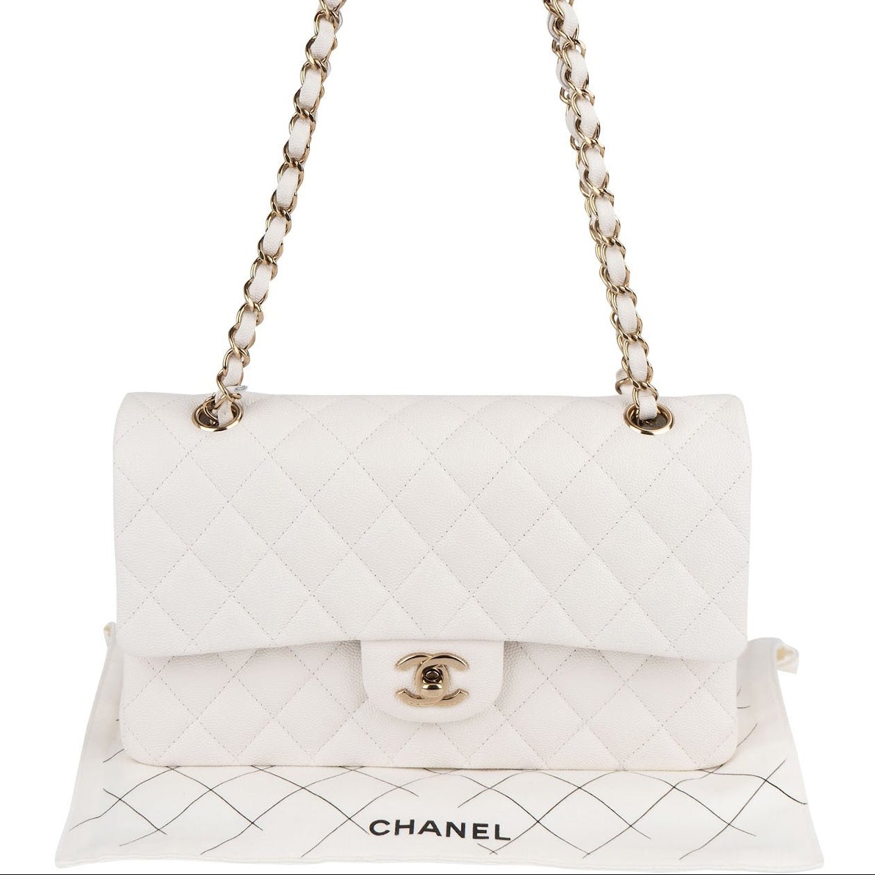 Chanel Chanel Quilted Caviar Leather Medium Double Flap Shoulder Bag Wit