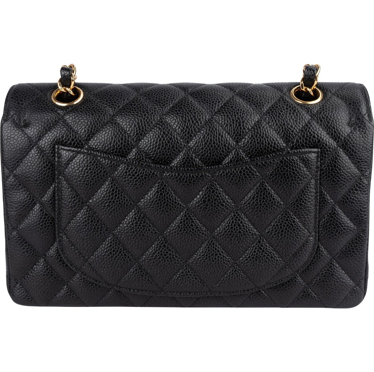 Chanel Chanel Quilted Caviar Leather Small Double Flap Shoulder Bag Zwart