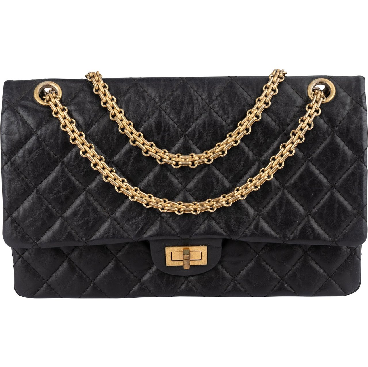 Chanel Chanel Aged Calfskin Reissue 2.55 Double Flap Crossbody Bag Zwart