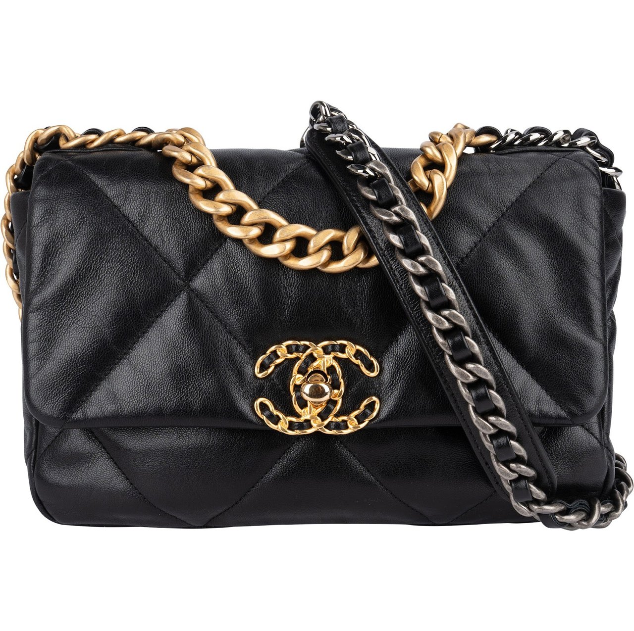 Chanel Chanel 19 Quilted Lambskin Single Flap Crossbody Bag Zwart