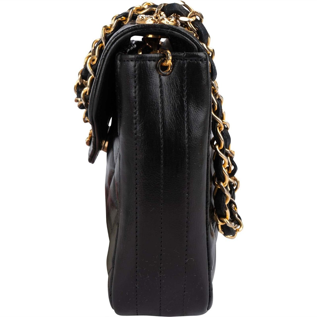 Chanel Chanel Quilted Lambskin Crystal Single Flap Crossbody Bag Zwart