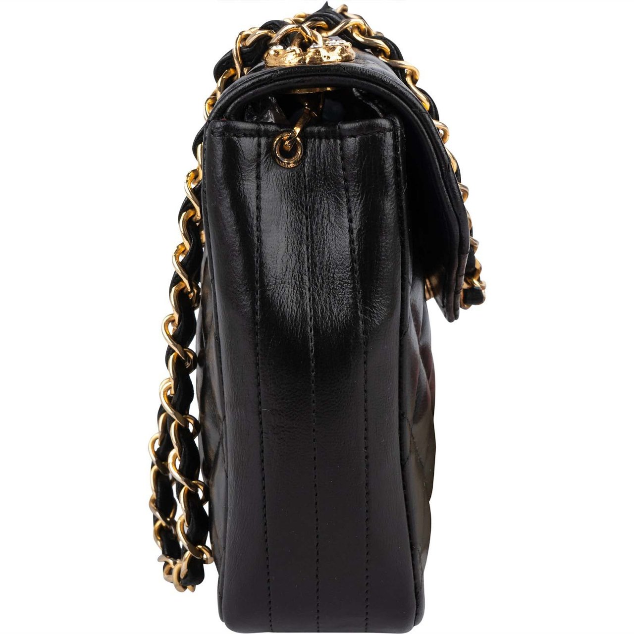 Chanel Chanel Quilted Lambskin Crystal Single Flap Crossbody Bag Zwart