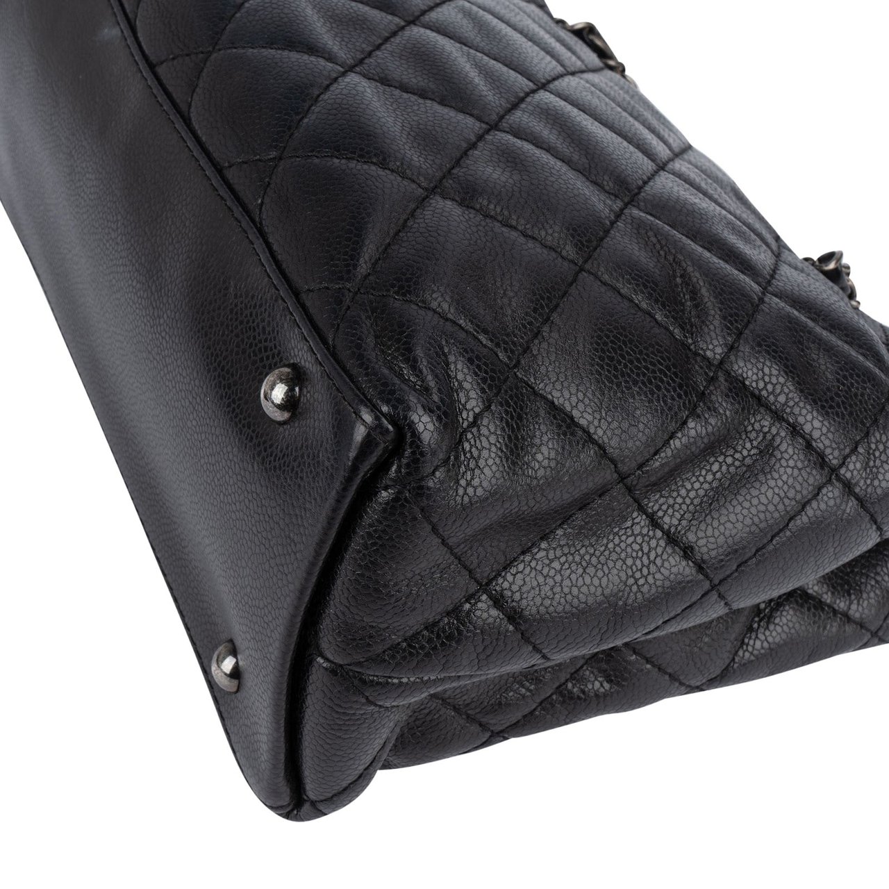 Chanel Chanel Quilted Caviar Leather CC Shoulder Bag Zwart