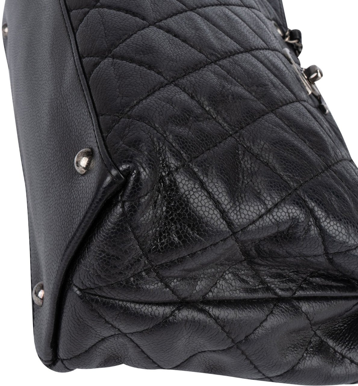 Chanel Chanel Quilted Caviar Leather CC Shoulder Bag Zwart