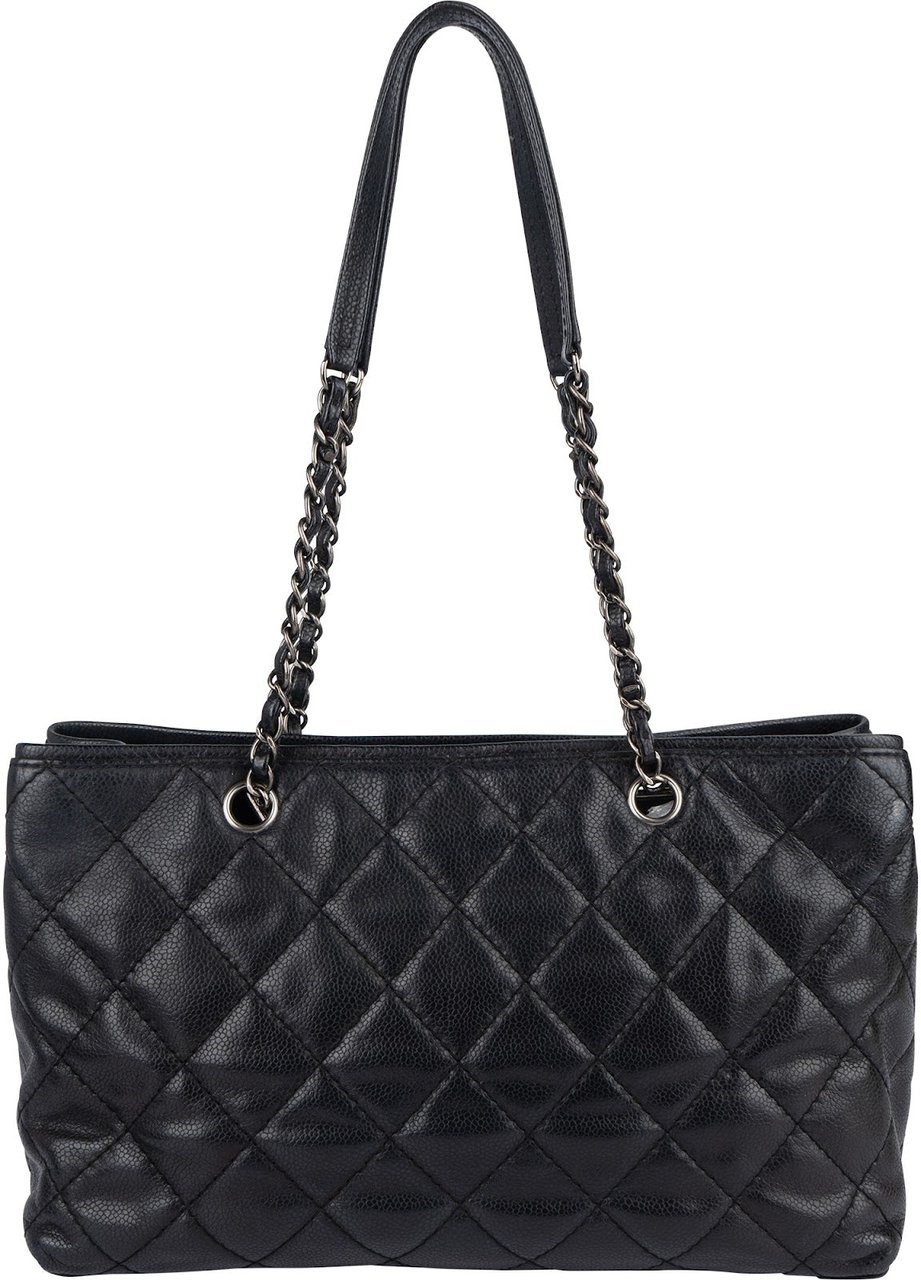 Chanel Chanel Quilted Caviar Leather CC Shoulder Bag Zwart