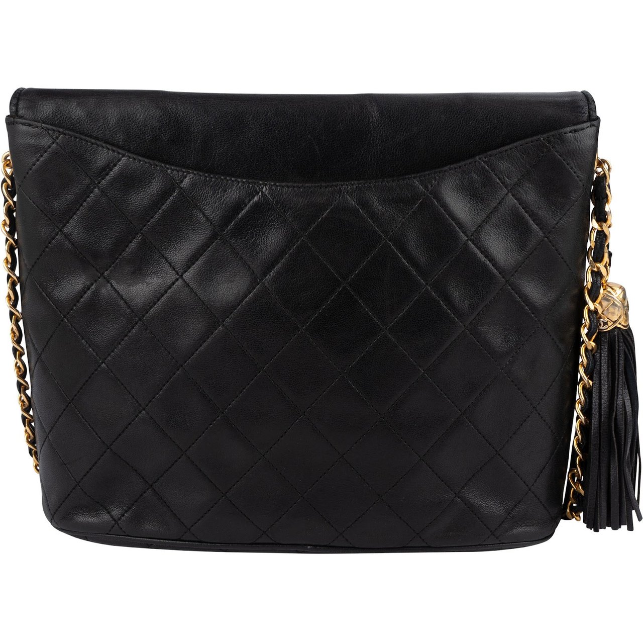 Chanel Quilted Lambskin CC Tassel Single Flap Crossbody Bag Zwart