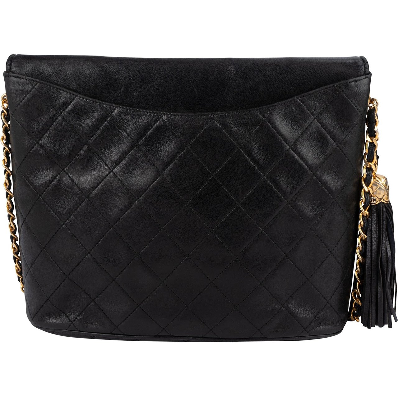 Chanel Quilted Lambskin CC Tassel Single Flap Crossbody Bag Zwart