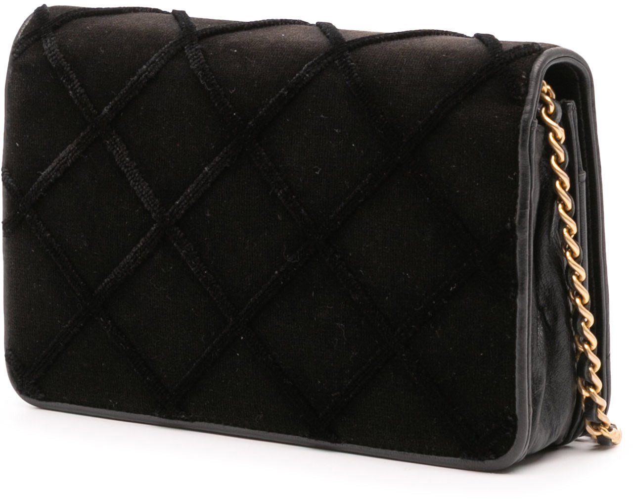 Chanel CC Quilted Velvet Wallet on Chain Zwart