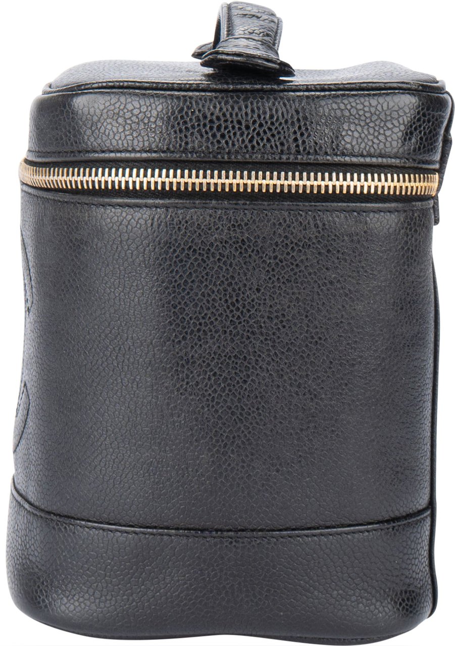 Chanel Chanel Noir Caviar Leather CC Leather Beauty Case Zwart