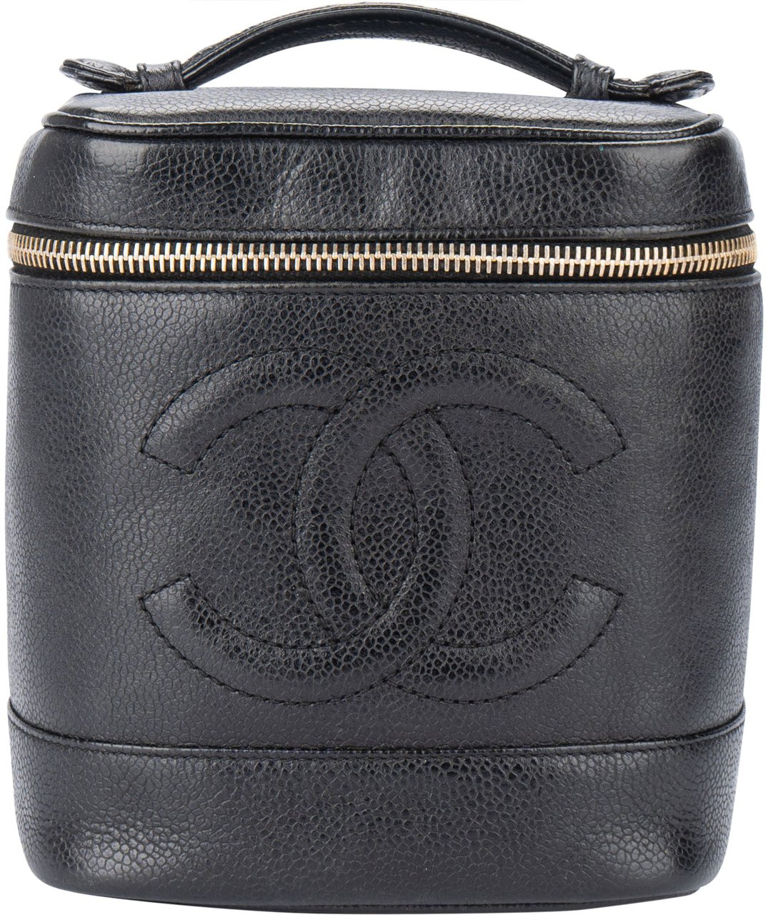 Chanel Chanel Noir Caviar Leather CC Leather Beauty Case Zwart
