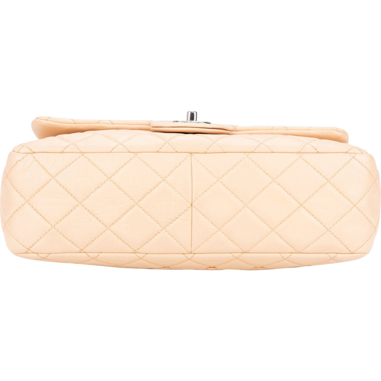 Chanel Chanel Soft Quilted Lambkskin Palladium Jumbo Single Flap Crossbody Bag Beige