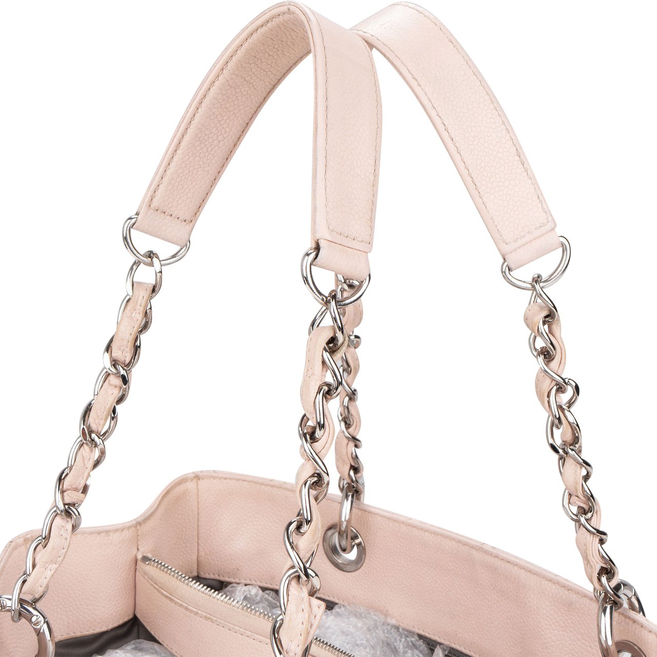 Chanel Rose Quilted Caviar Leather Palladium CC Shoulder Bag Divers