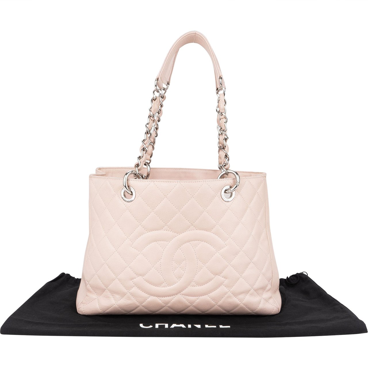 Chanel Rose Quilted Caviar Leather Palladium CC Shoulder Bag Divers
